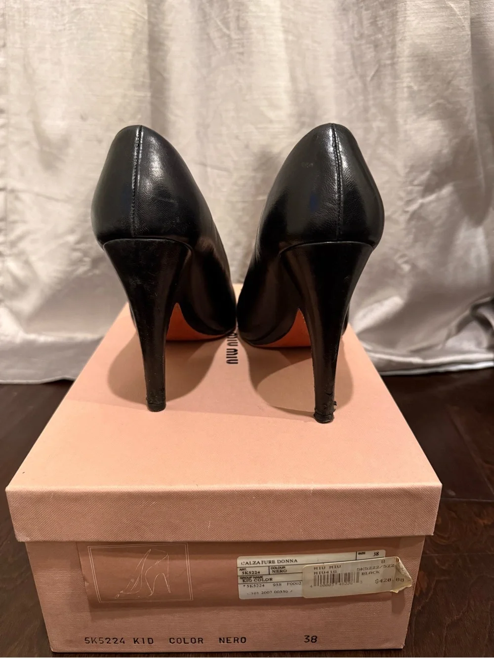 Miu Miu Black Leather Pointed-Toe High Heels - Picture 4 of 5